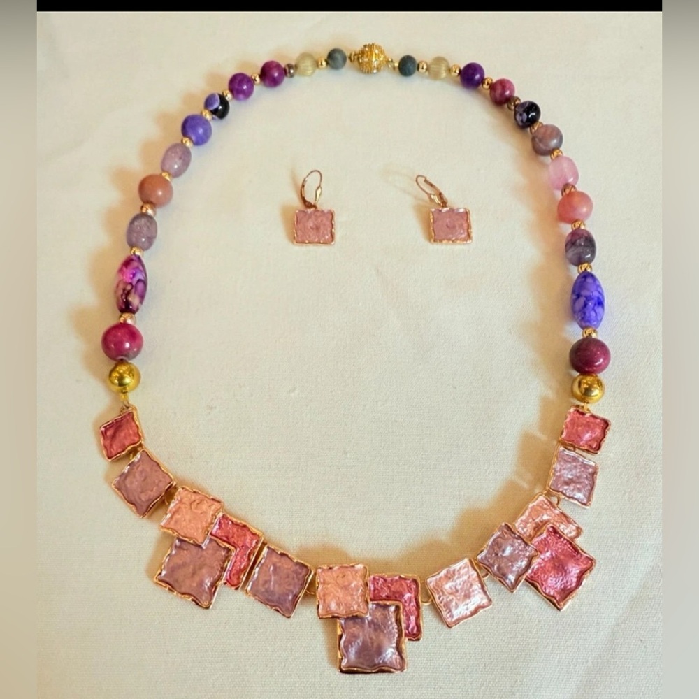 Purple and Pink Beaded Necklace